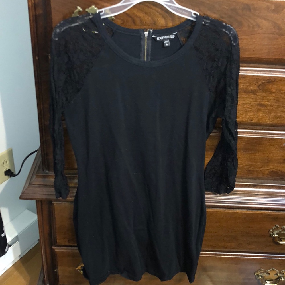 Express Fitted Cocktail Dress with Lace Sleeves